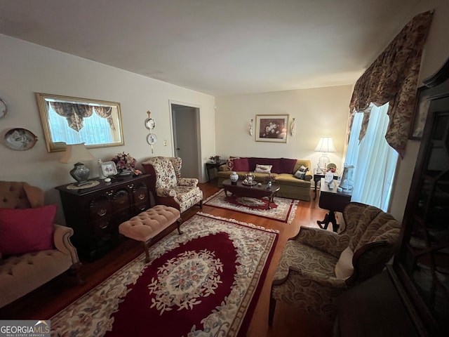 living room featuring hardwood / wood-style flooring