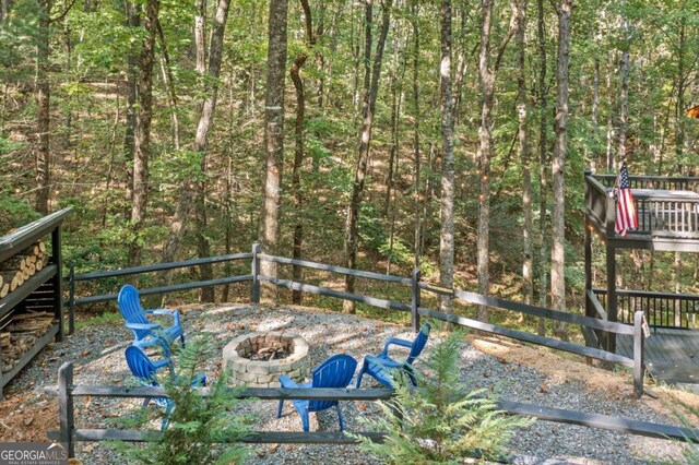 exterior space featuring a fire pit