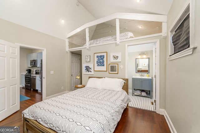 living room with sink, beam ceiling, and hardwood / wood-style floors