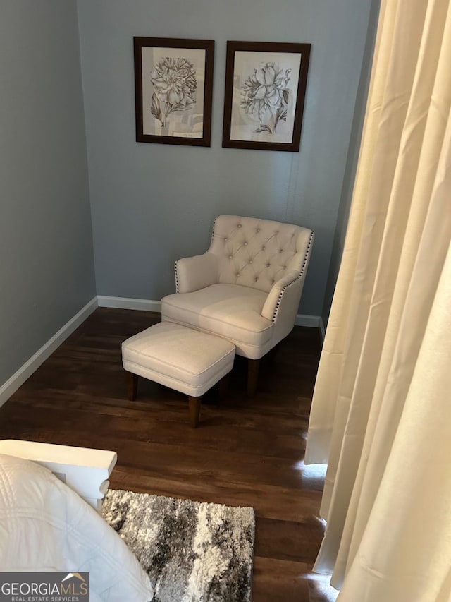 sitting room featuring dark hardwood / wood-style floors