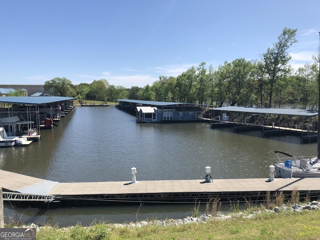 view of dock featuring a water view