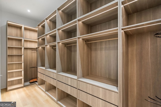 walk in closet featuring hardwood / wood-style flooring