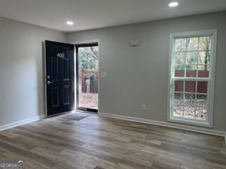 foyer featuring hardwood / wood-style floors