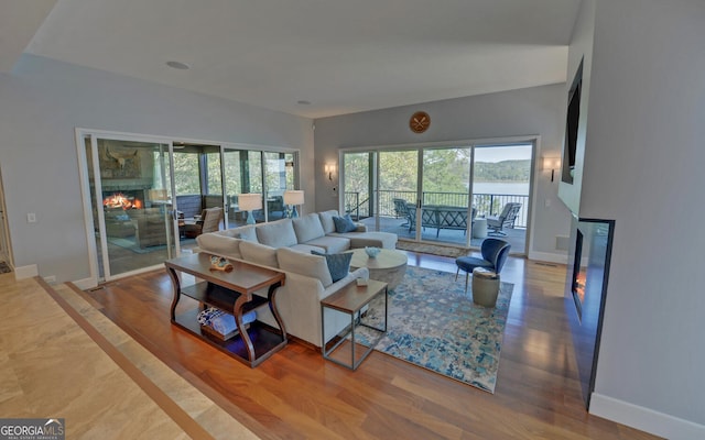 living room featuring hardwood / wood-style flooring