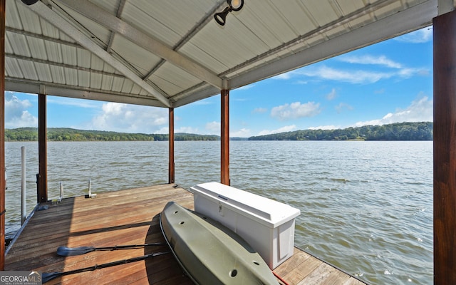 dock area featuring a water view