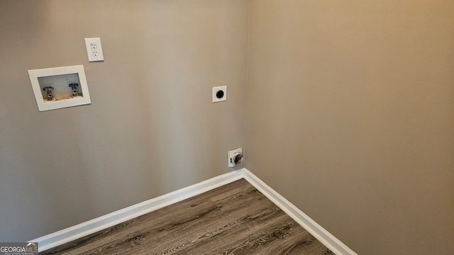 laundry room featuring hookup for a washing machine, hookup for an electric dryer, and wood-type flooring