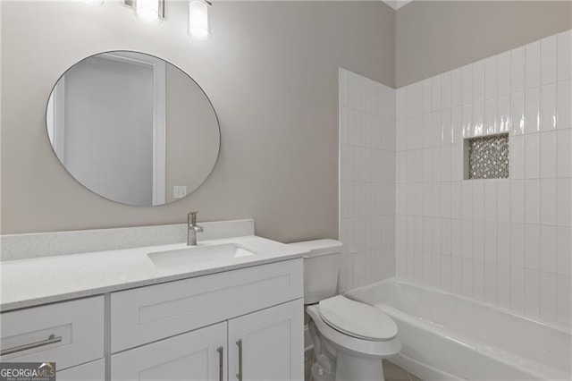 full bathroom with vanity, toilet, and shower / washtub combination