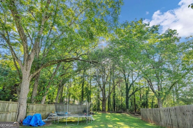 view of yard featuring a trampoline