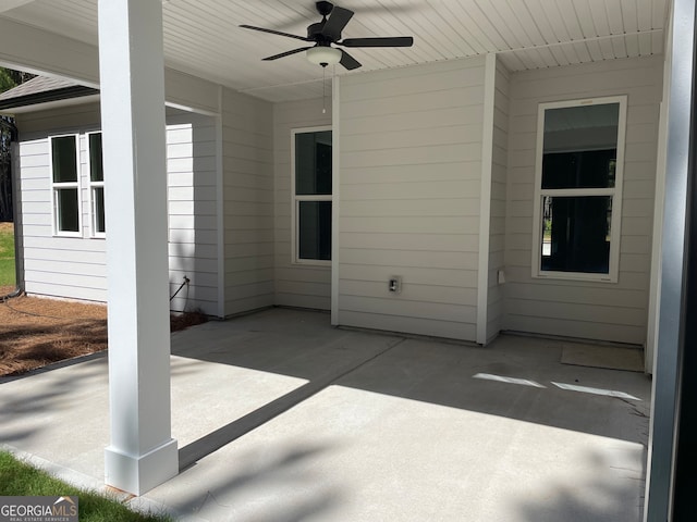 view of patio with ceiling fan