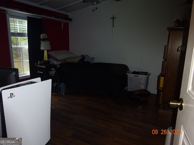 bedroom featuring dark wood-type flooring