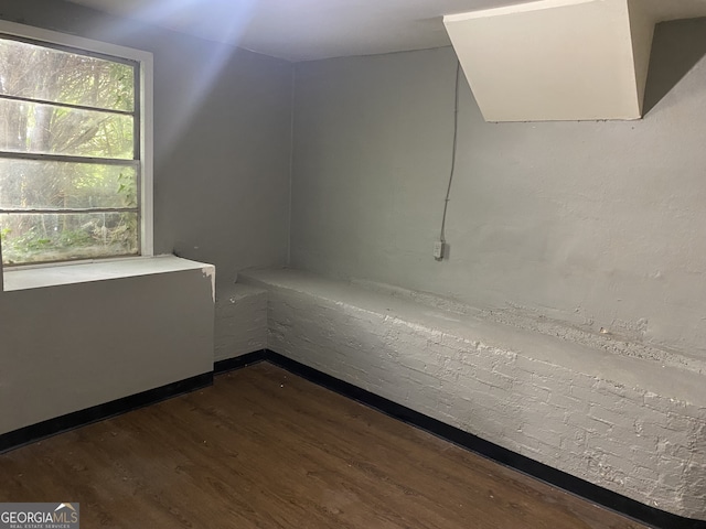 bathroom with hardwood / wood-style floors