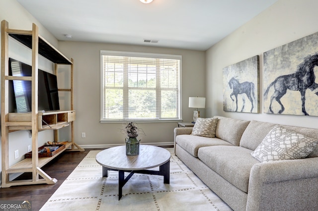 living room featuring hardwood / wood-style flooring