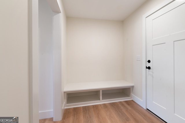 mudroom with light wood-type flooring