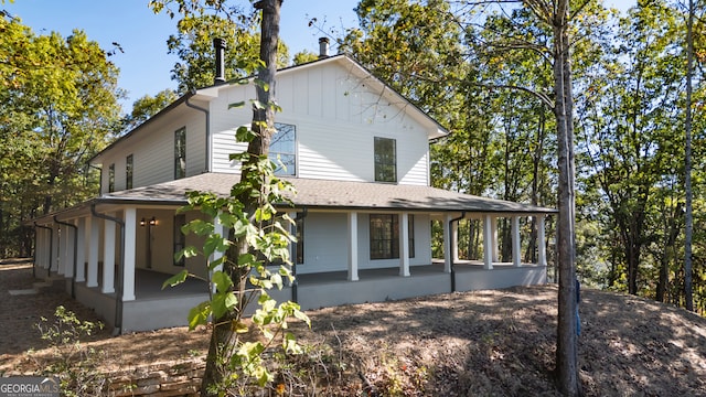 view of home's exterior with a porch