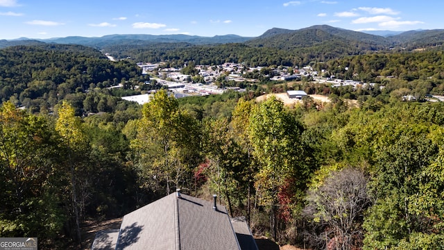 aerial view with a mountain view