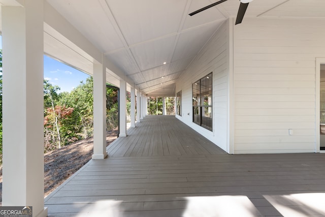 wooden terrace with covered porch