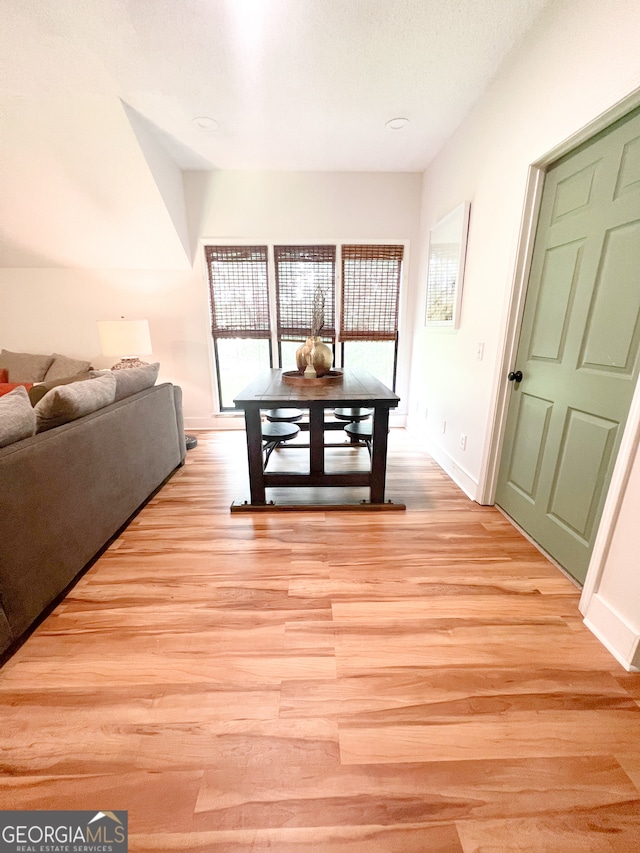 dining area with light hardwood / wood-style flooring