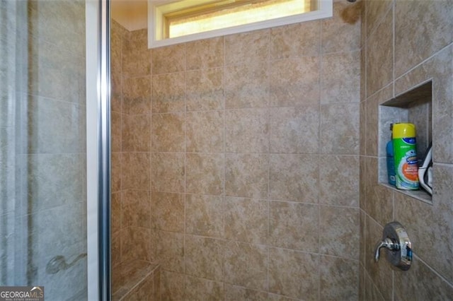 details featuring a shower with door