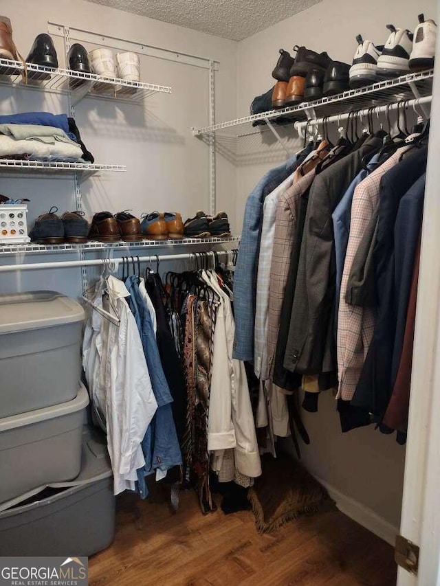 walk in closet featuring dark hardwood / wood-style floors