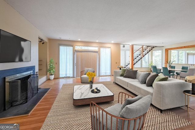 living room featuring light hardwood / wood-style floors