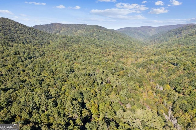 mountain view featuring a view of trees