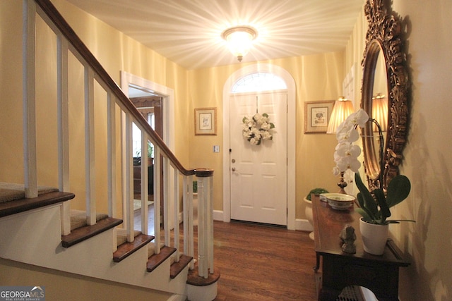 entrance foyer with dark hardwood / wood-style flooring