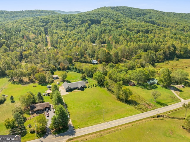 aerial view featuring a rural view