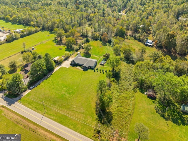 aerial view with a rural view