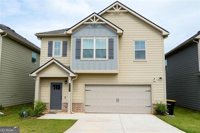 craftsman inspired home with a garage