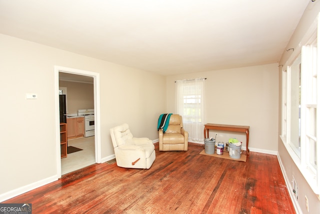 living area with wood-type flooring