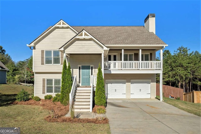 view of front of property with a garage