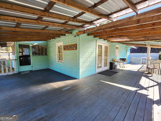 deck featuring french doors