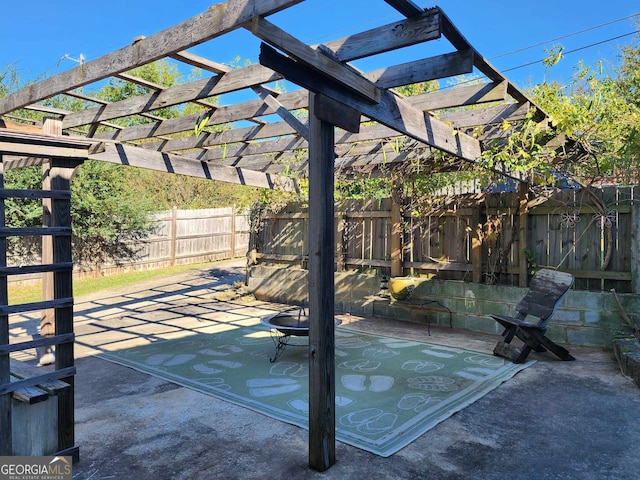 view of patio with a pergola