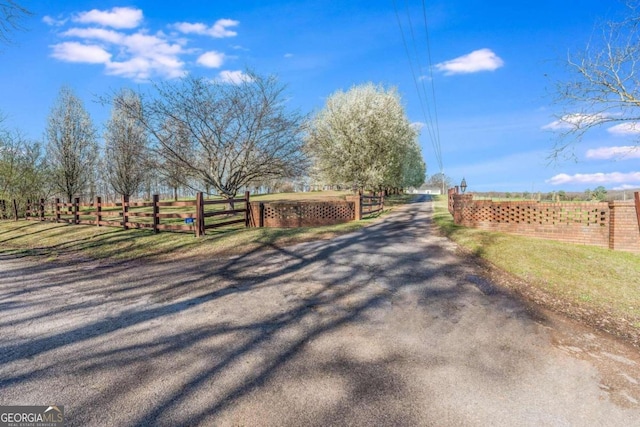 view of street featuring a rural view