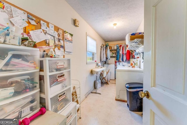 storage area with washer / dryer