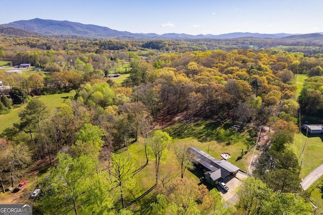 aerial view with a mountain view