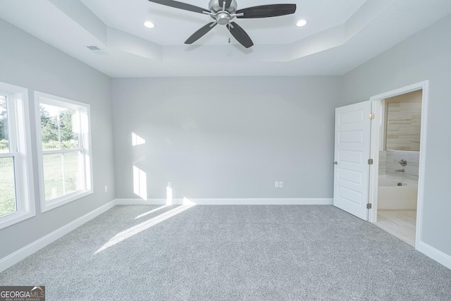 133 Amanda Trce, Kingsland, GA 31548 - carpeted empty room featuring a tray ceiling, recessed lighting, and ceiling fan