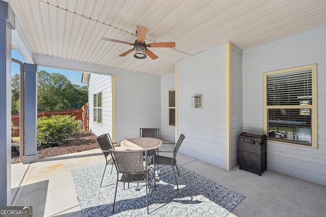 view of patio / terrace featuring ceiling fan