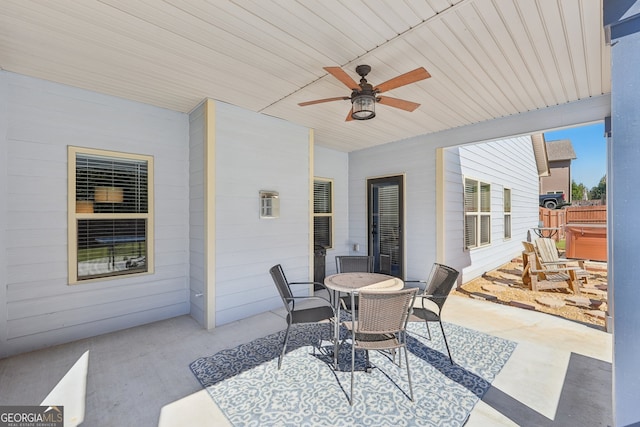 view of patio with ceiling fan