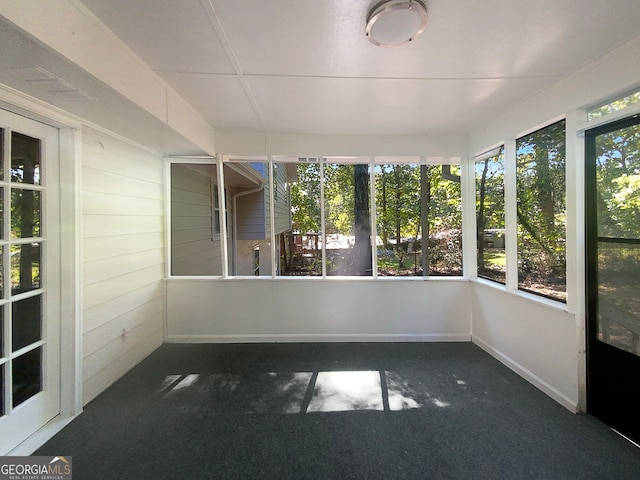 view of unfurnished sunroom