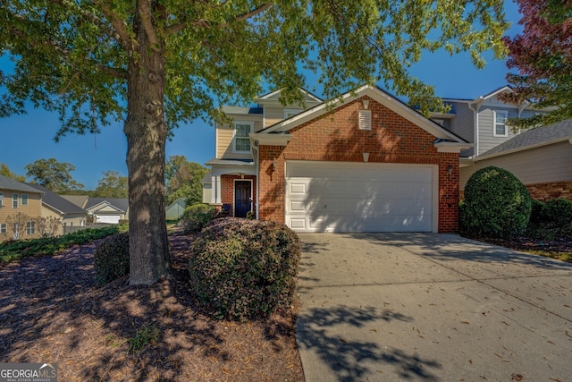 view of front property with a garage