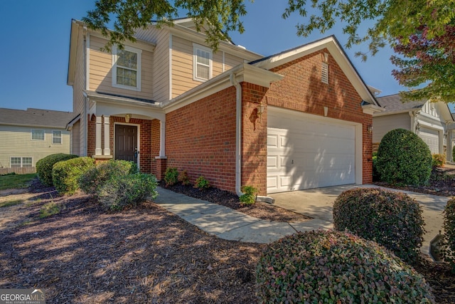 view of front of property featuring a garage