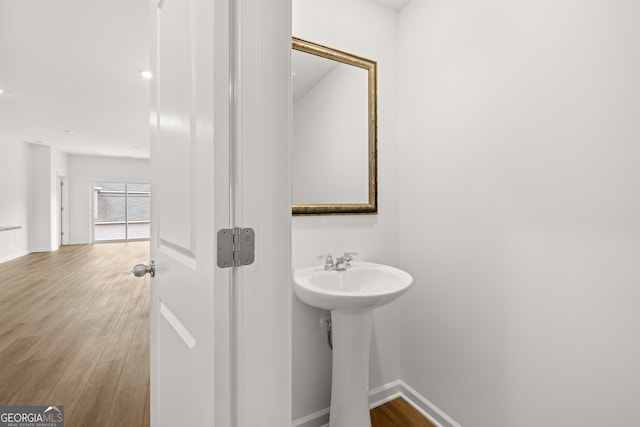 bathroom featuring wood-type flooring