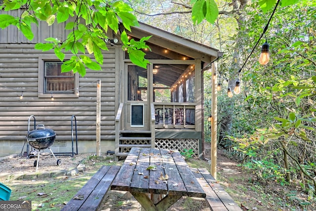 exterior space with a wooden deck