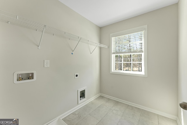 washroom featuring hookup for a washing machine and electric dryer hookup