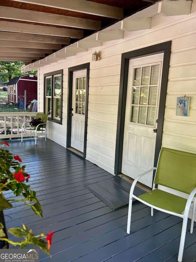 wooden deck with covered porch