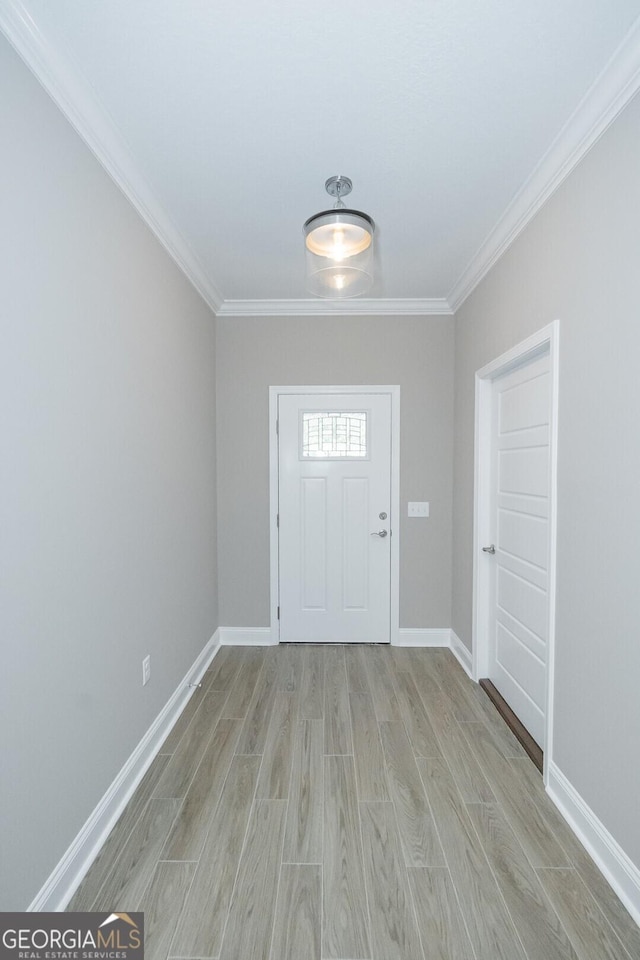 245 Ryan Nicholas Dr, Kingsland, GA 31548 - entrance foyer featuring crown molding, baseboards, and light wood-style floors