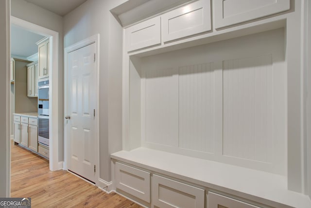 mudroom featuring light hardwood / wood-style flooring