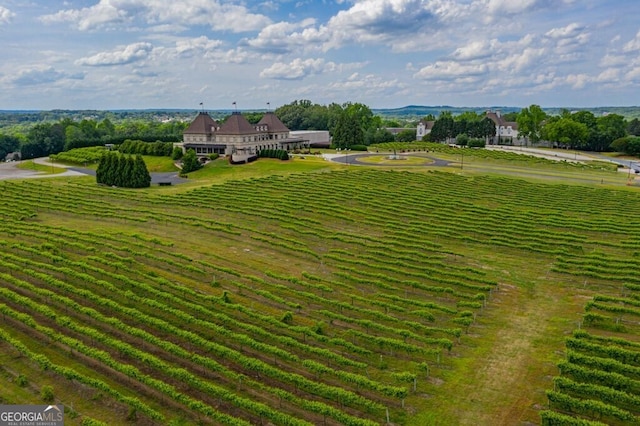 drone / aerial view with a rural view