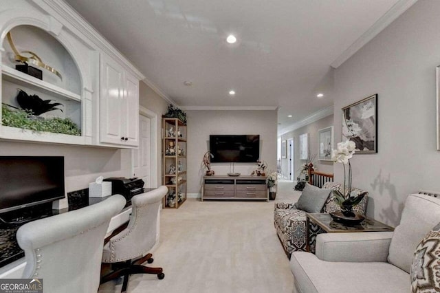 living room featuring ornamental molding